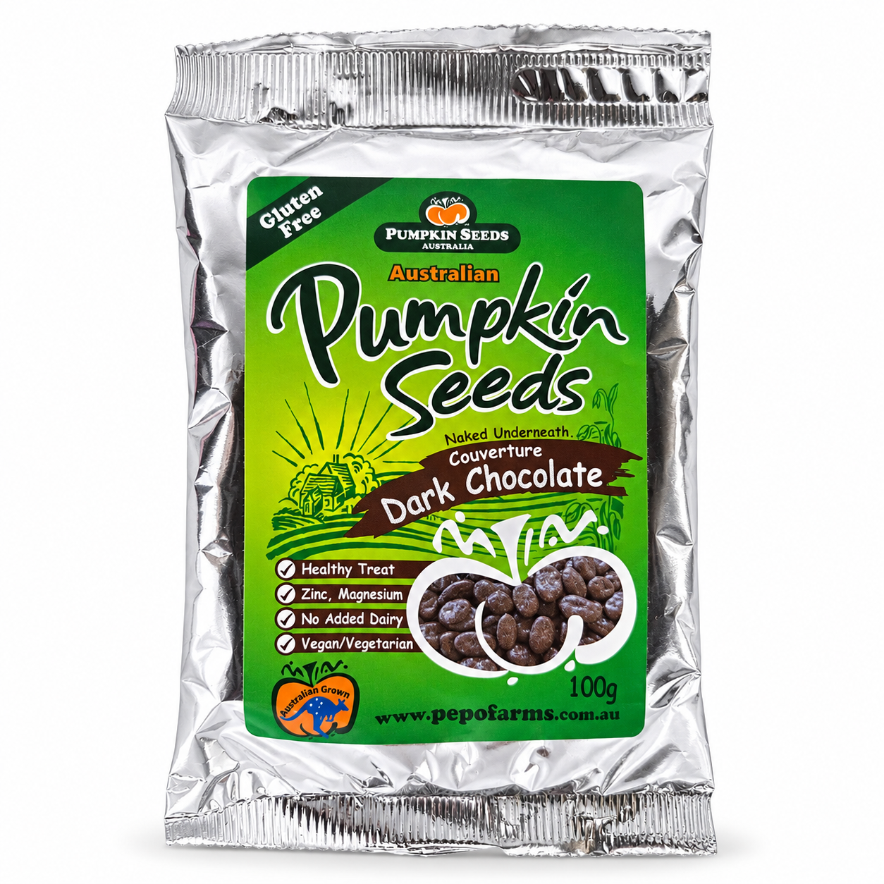 Pepo Farms Dark Chocolate Coated Pumpkin Seeds - Size 100 g