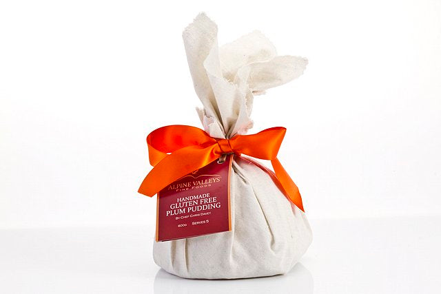 Gluten-Free Christmas Plum Pudding 600 g – handmade festive pudding with brandy, fruits, cherries and almonds. Award-winning recipe, serves 5.